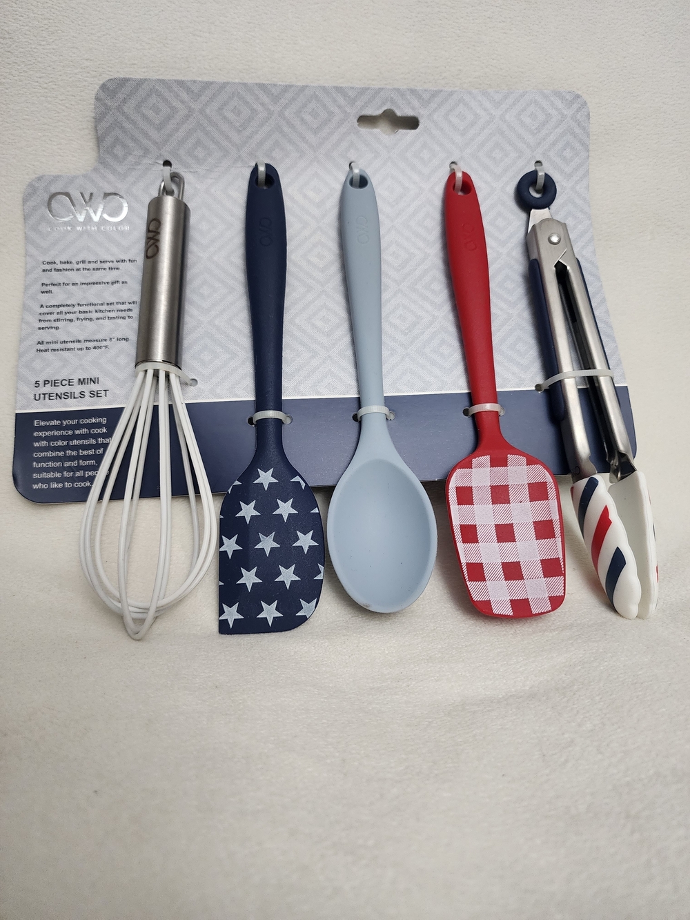 5-Piece Mini Utensil Set - Patriotic Blue, Red & Light Blue